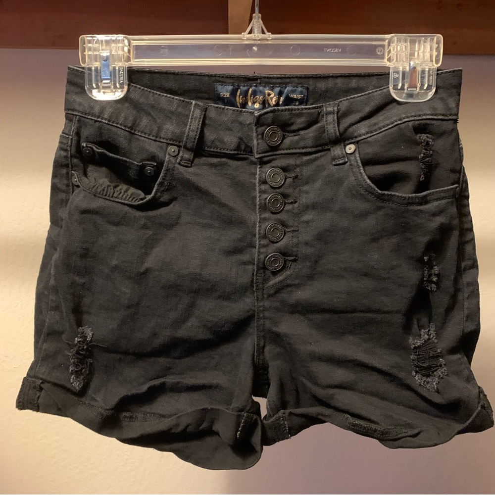 High-Waisted Black Denim Shorts Size 28 Womens